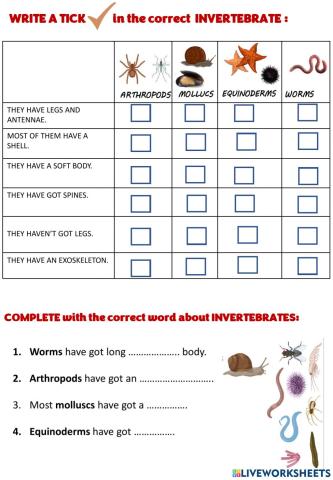 Invertebrates tick and choose