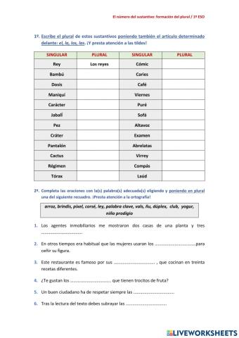 Sustantivos: formación del plural