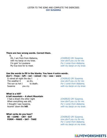 Oh Susanna - Simple past