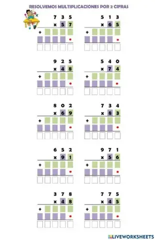 Письмове множення на двоцифрове число