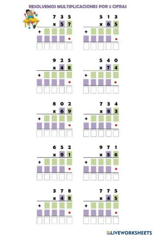 Письмове множення на двоцифрове число