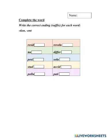 Suffix -ent, -tion