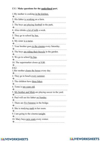 G6 Viết lại câu dùng từ gạch chân (HTĐ, HTTD, TLĐ)