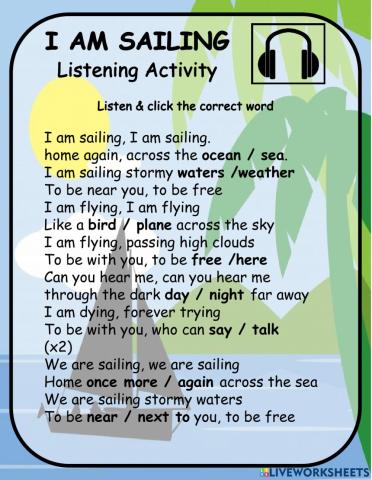 I am Sailing Song Activity