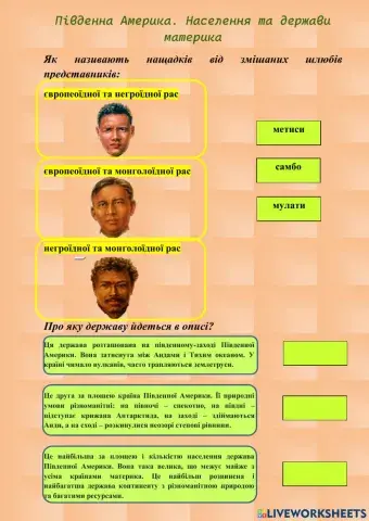 Південна Америка. Населення та держави