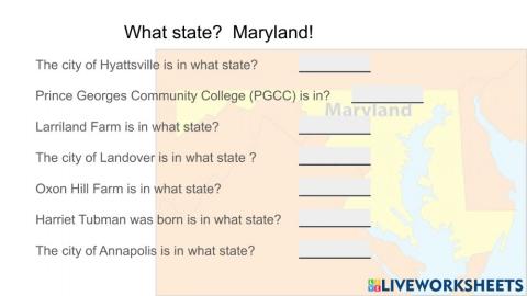 What state? Maryland!