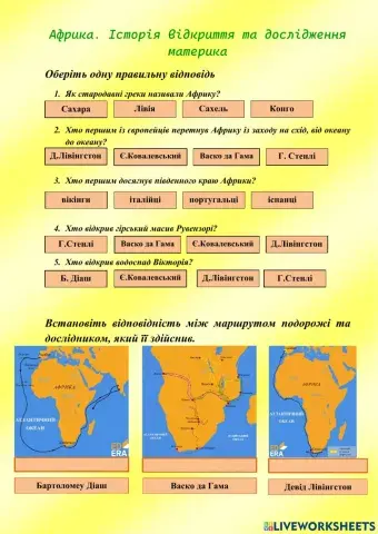 Африка. Дослідження та освоєння материка