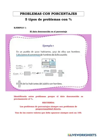5 tipos de problemas de porcentajes