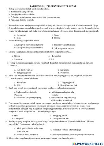 Latihan Soal PTS PPKN Kelas 5 Semester Genap