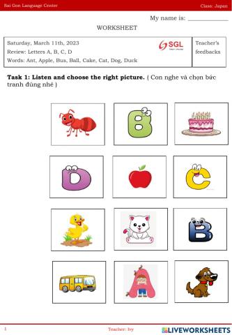 Review letter A B C D 12.03