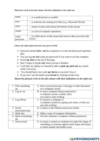 Phrasal verbs.Computers