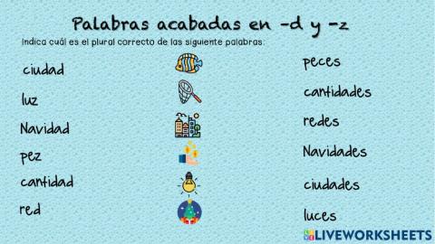 Palabras acabadas en -d y -z