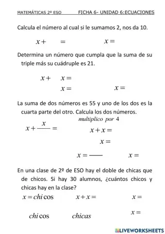 PROBLEMAS ECUACIONES 1er. GRADO
