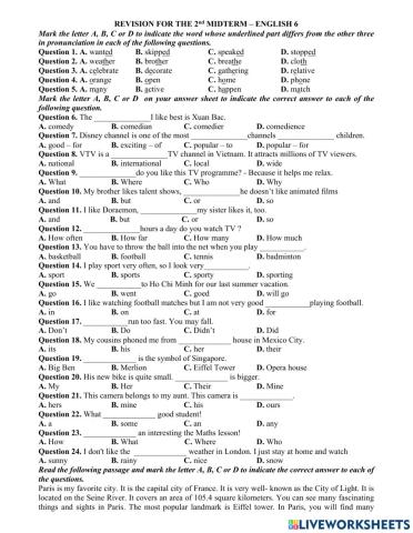 G6-Ôn tập kiểm tra giữa kỳ 2