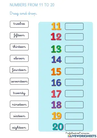 Numbers from 11 to 20