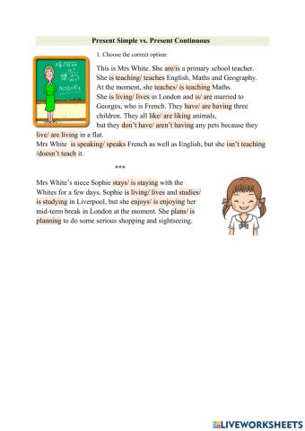 Present Simple vs. Present Continuous