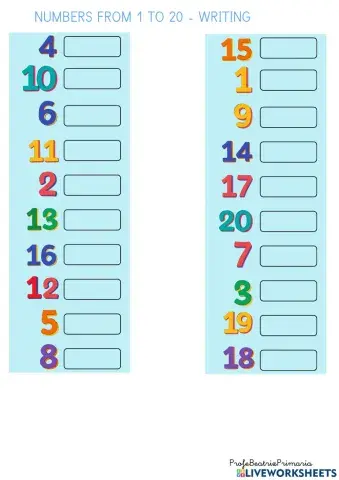 Numbers from 1 to 20