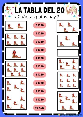 Tablas del 20