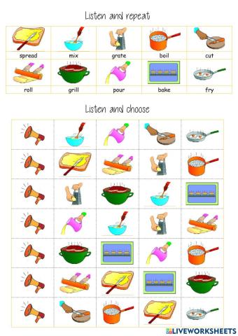 listen and choose cooking actions