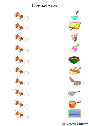 Listen and match cooking actions 1