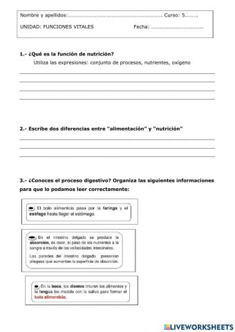 Función de nutrición