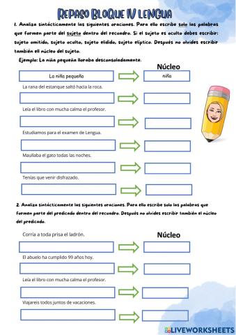 Análisis sintáctico y vocabulario