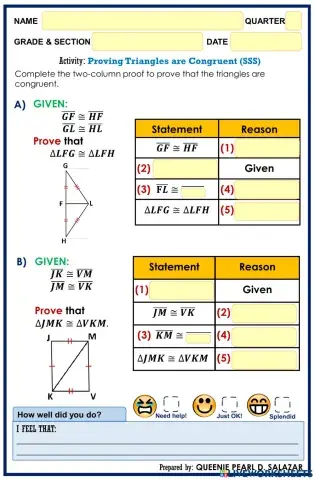 Proving Triangles are Congruent (SSS)