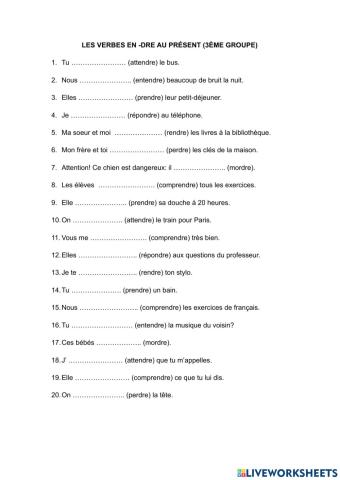 Verbes en -DRE au présent