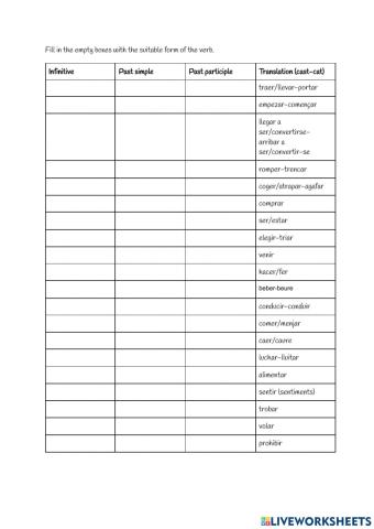 Irregular verbs