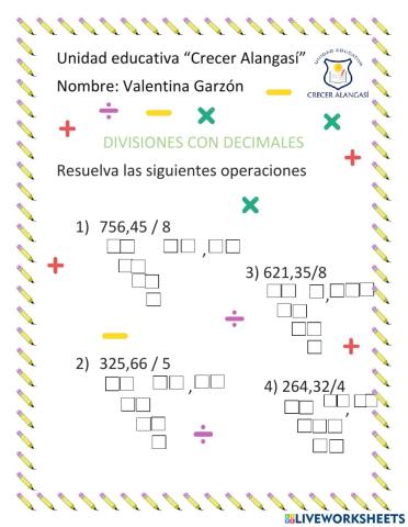 Divisiones con decimales