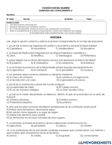 6° historia olimpiada del conocimiento 2023