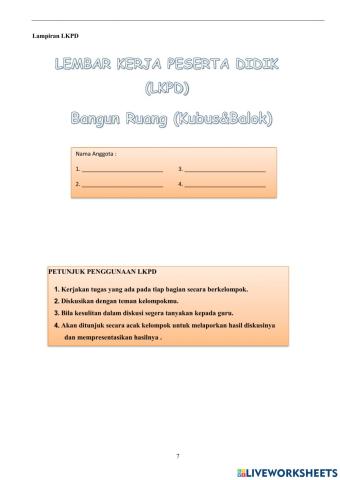 Lkpd bangun ruang kubus dan balok