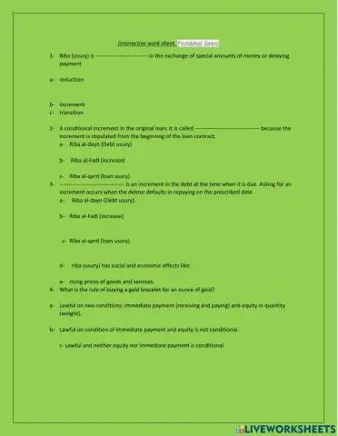 (Interactive work sheet. Prohibited Sales)