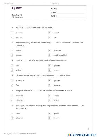 TRS6 - U1 - Class 1 - Vocab