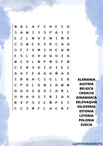 SOPA DE LETRAS PAISES EUROPA