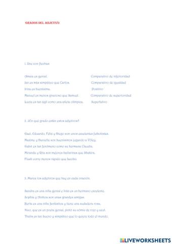 Grados del adjetivo y Reconquista