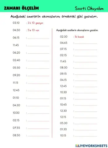 Zamanı Ölçme - Saati Okuma