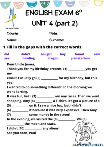 Exam 6º UNIT 4 (part 2)