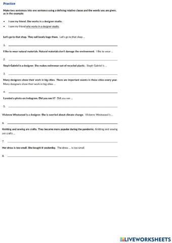 Practice relative clauses