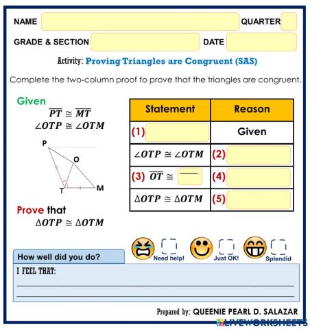 Proving Triangles are Congruent (SAS)
