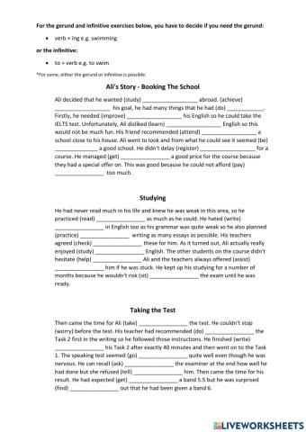 Gerund and infinitive