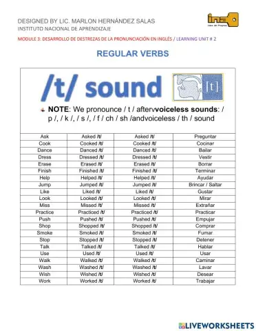 Regular verbs in Simple Past
