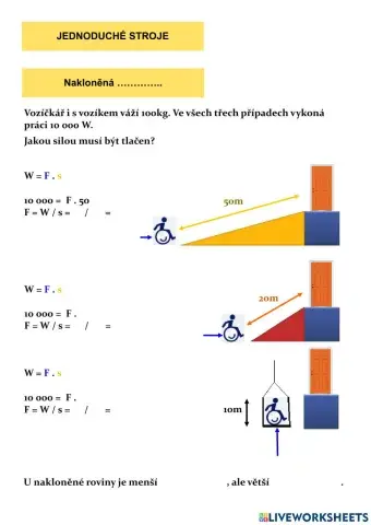 Jednoduché stroje (nakloněná rovina, kladka, páka)