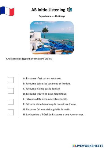 Ab initio French - Experiences - Holidays