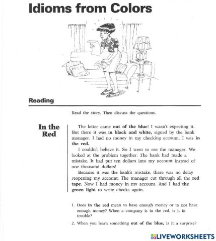 Vocabulary Ex.: Idioms with Colors and Food