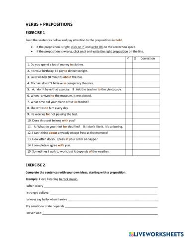 Verbs + prepositions
