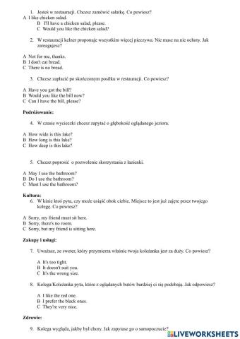 Funkcje językowe sprawdzian 2