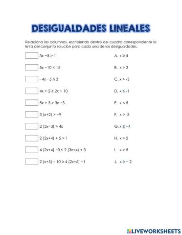Desigualdades lineales