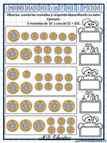 Monedas de 10 y 1