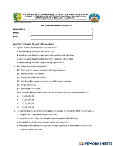 Pts prakarya kelas 9 sem 2